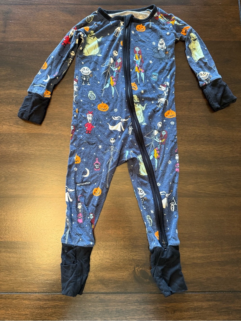 Little Sleepies Disney Nightmare Before Christmas 6-12 months bamboo zippy